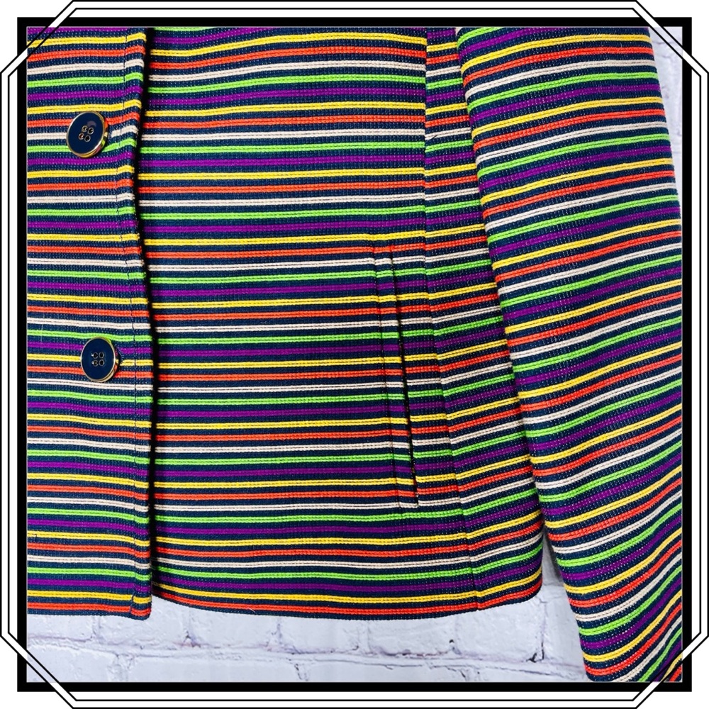 Talbots Multi Color Striped Blazer Size 8 Petite - image 6